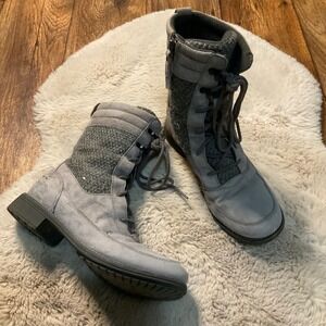 The North Face Size 8 Bridgeton Lace Up Gray Leather Insulated Side‎ Zip Rubber